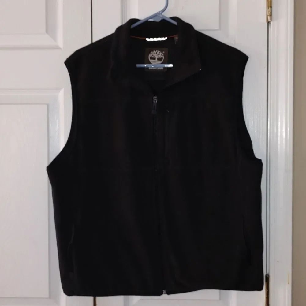 Timberland black fleece zip up vest  Sz L